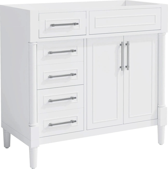 36'' Bathroom Vanity without Sink, Freestanding Bathroom Storage Cabinet with 2 Drawers and a Tip-out Drawer, Solid Wood Frame Vanity Only, Height Adjustable Shelf ( NOT INCLUDE SINK) Default -DTYStore
