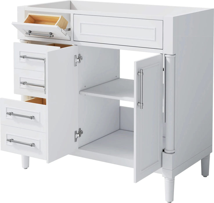 36'' Bathroom Vanity without Sink, Freestanding Bathroom Storage Cabinet with 2 Drawers and a Tip-out Drawer, Solid Wood Frame Vanity Only, Height Adjustable Shelf ( NOT INCLUDE SINK) Default -DTYStore