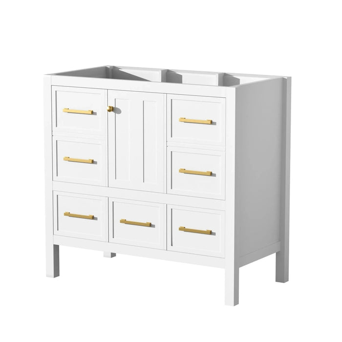 36'' Bathroom Vanity without Sink, Solid Wood Frame Bathroom Storage Cabinet, Freestanding Vanity with 5 Drawers& Soft Closing Doors (NOT INCLUDE BASIN SINK ) Default -DTYStore