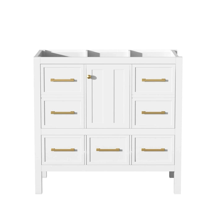 36'' Bathroom Vanity without Sink, Solid Wood Frame Bathroom Storage Cabinet, Freestanding Vanity with 5 Drawers& Soft Closing Doors (NOT INCLUDE BASIN SINK ) Default -DTYStore