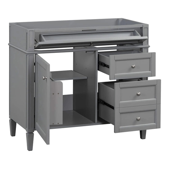 36'' Bathroom Vanity without Top Sink, Modern Bathroom Storage Cabinet with 2 Drawers and a Tip-out Drawer, Solid Wood Frame (NOT INCLUDE BASIN SINK) Default -DTYStore