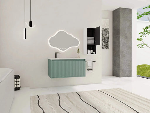 36' Floating Bathroom Vanity with Drop-Shaped Resin Sink and Side Cabinet & Soft Close Doors, 00212WHK-05836GGE Combination Cabinet(KD-Packing) Default -DTYStore