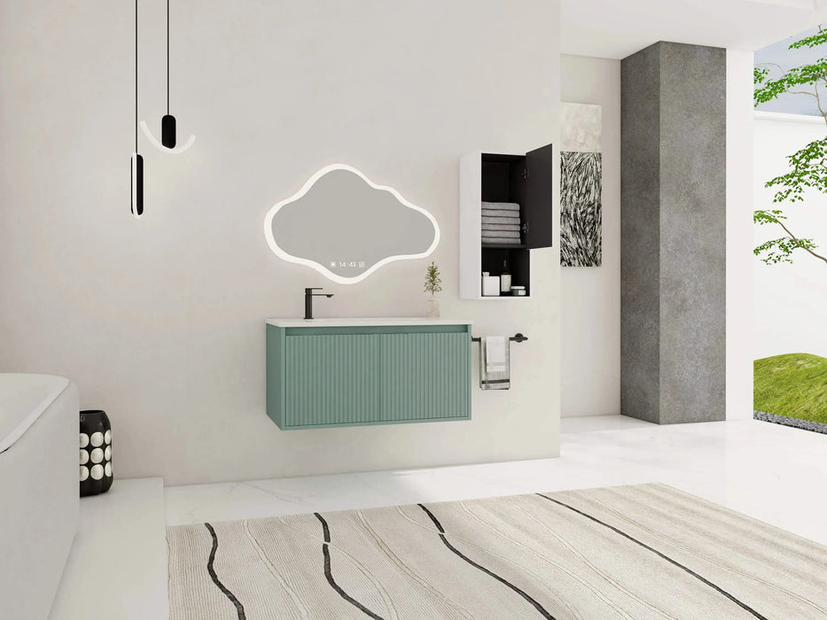 36' Floating Bathroom Vanity with Drop-Shaped Resin Sink and Side Cabinet & Soft Close Doors, 00212WHK-05836GGE Combination Cabinet(KD-Packing) Default -DTYStore