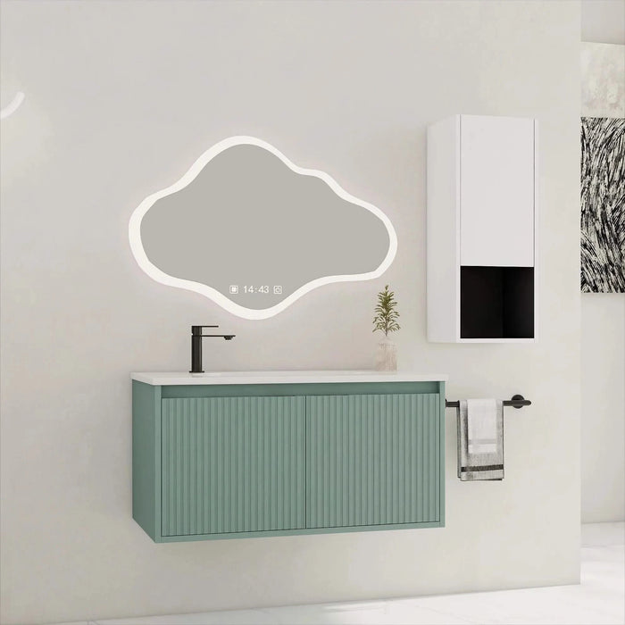 36' Floating Bathroom Vanity with Drop-Shaped Resin Sink and Side Cabinet & Soft Close Doors, 00212WHK-05836GGE Combination Cabinet(KD-Packing) Default -DTYStore