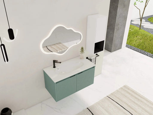 36' Floating Bathroom Vanity with Drop-Shaped Resin Sink and Side Cabinet & Soft Close Doors, 00212WHK-05836GGE Combination Cabinet(KD-Packing) Default -DTYStore
