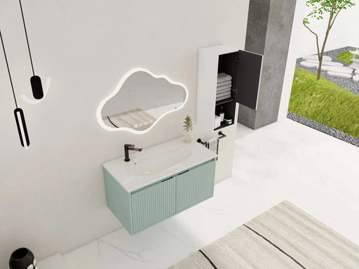 36' Floating Bathroom Vanity with Drop-Shaped Resin Sink and Side Cabinet & Soft Close Doors, 00212WHK-05836GGE Combination Cabinet(KD-Packing) Default -DTYStore
