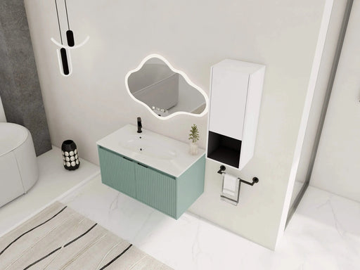 36' Floating Bathroom Vanity with Drop-Shaped Resin Sink and Side Cabinet & Soft Close Doors, 00212WHK-05836GGE Combination Cabinet(KD-Packing) Default -DTYStore