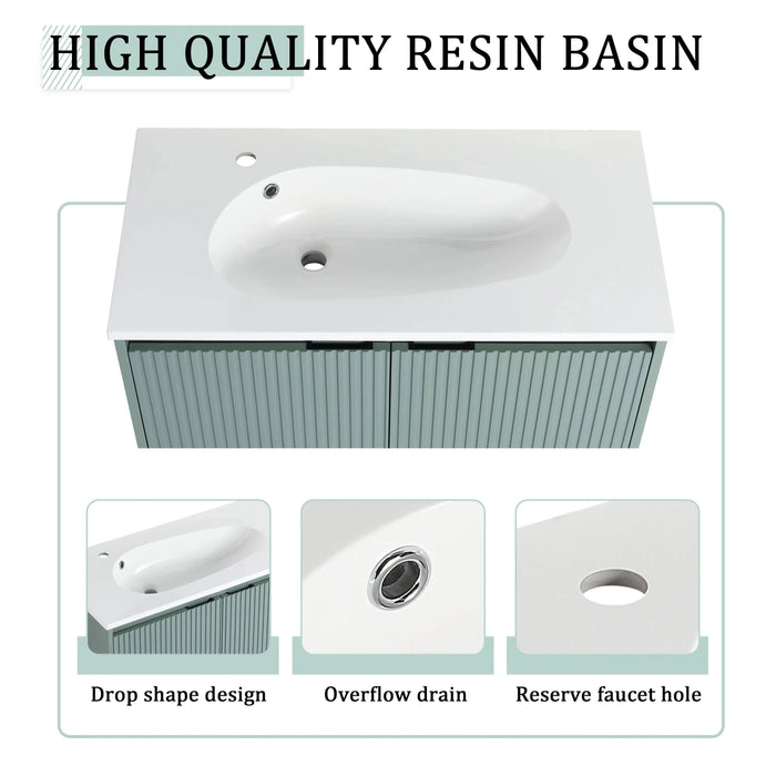 36' Floating Bathroom Vanity with Drop-Shaped Resin Sink and Side Cabinet & Soft Close Doors, 00212WHK-05836GGE Combination Cabinet(KD-Packing) Default -DTYStore