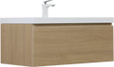 36'' Floating Bathroom Vanity with Sink Combo, Modern Wall-Mounted Striped Bathroom Storage Cabinet with Soft-Close Drawer and Glossy White Solid Surface Basin, Natural Oak 24V16-36NOW Default -DTYStore