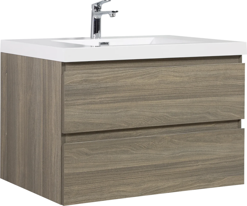 36' Floating Bathroom Vanity with Sink, Modern Wall-Mounted Bathroom Storage Vanity Cabinet with Resin Top Basin and Soft Close Drawers, Ash Grey 24V11-36AG Default -DTYStore