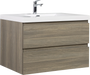 36' Floating Bathroom Vanity with Sink, Modern Wall-Mounted Bathroom Storage Vanity Cabinet with Resin Top Basin and Soft Close Drawers, Ash Grey 24V11-36AG Default -DTYStore