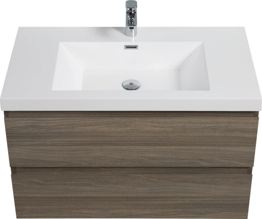 36' Floating Bathroom Vanity with Sink, Modern Wall-Mounted Bathroom Storage Vanity Cabinet with Resin Top Basin and Soft Close Drawers, Ash Grey 24V11-36AG Default -DTYStore