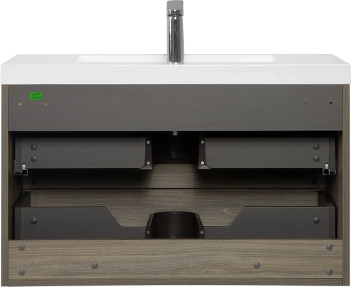 36' Floating Bathroom Vanity with Sink, Modern Wall-Mounted Bathroom Storage Vanity Cabinet with Resin Top Basin and Soft Close Drawers, Ash Grey 24V11-36AG Default -DTYStore