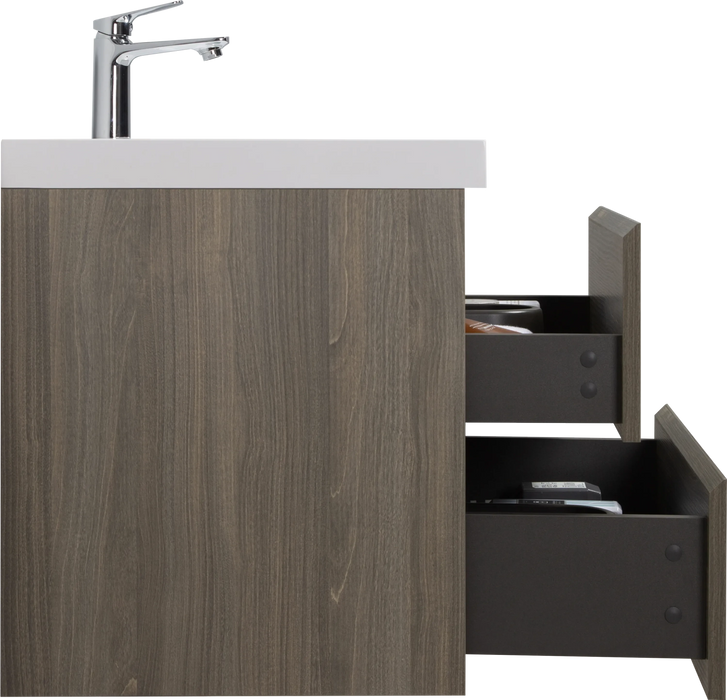 36' Floating Bathroom Vanity with Sink, Modern Wall-Mounted Bathroom Storage Vanity Cabinet with Resin Top Basin and Soft Close Drawers, Ash Grey 24V11-36AG Default -DTYStore