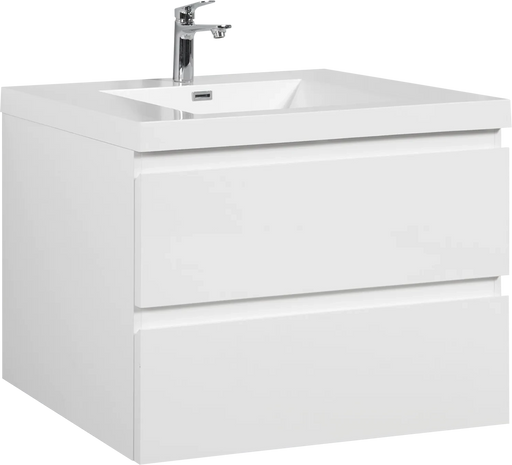 36' Floating Bathroom Vanity with Sink, Modern Wall-Mounted Bathroom Storage Vanity Cabinet with Resin Top Basin and Soft Close Drawers, Glossy White 24V11-36GW Default -DTYStore