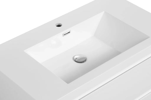 36' Floating Bathroom Vanity with Sink, Modern Wall-Mounted Bathroom Storage Vanity Cabinet with Resin Top Basin and Soft Close Drawers, Glossy White 24V11-36GW Default -DTYStore