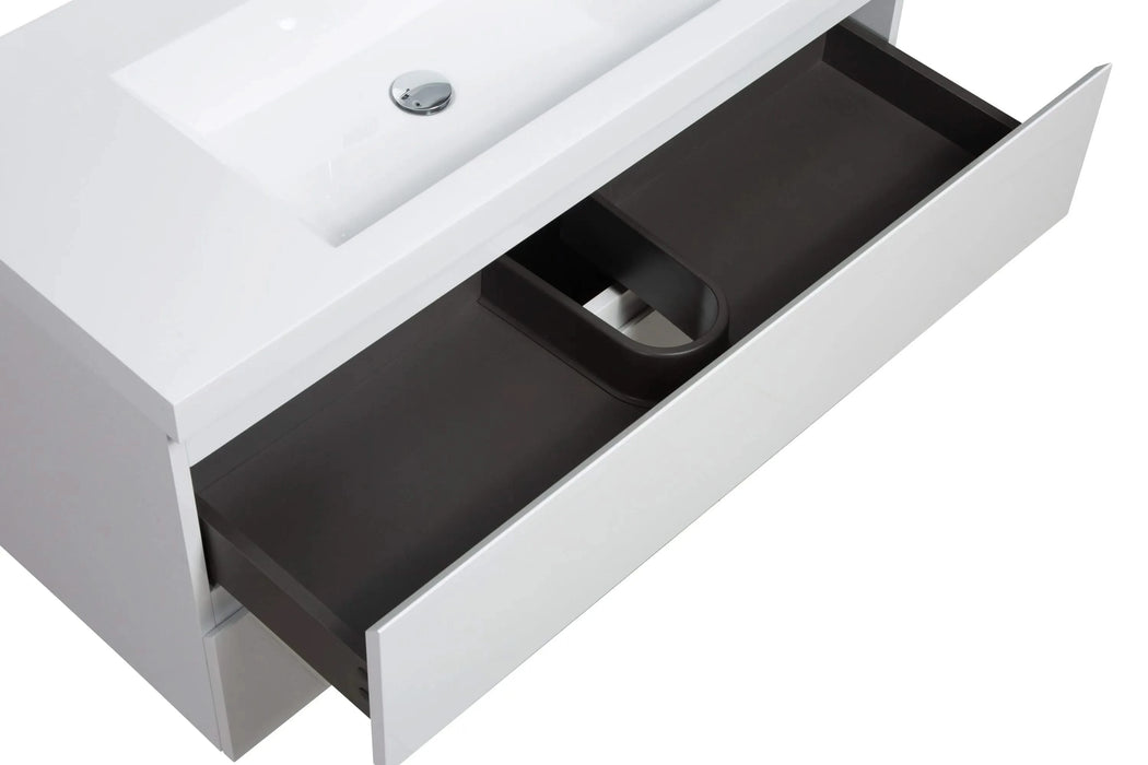 36' Floating Bathroom Vanity with Sink, Modern Wall-Mounted Bathroom Storage Vanity Cabinet with Resin Top Basin and Soft Close Drawers, Glossy White 24V11-36GW Default -DTYStore
