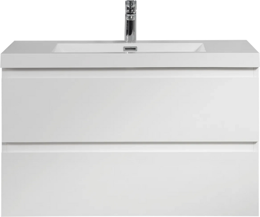 36' Floating Bathroom Vanity with Sink, Modern Wall-Mounted Bathroom Storage Vanity Cabinet with Resin Top Basin and Soft Close Drawers, Glossy White 24V11-36GW Default -DTYStore