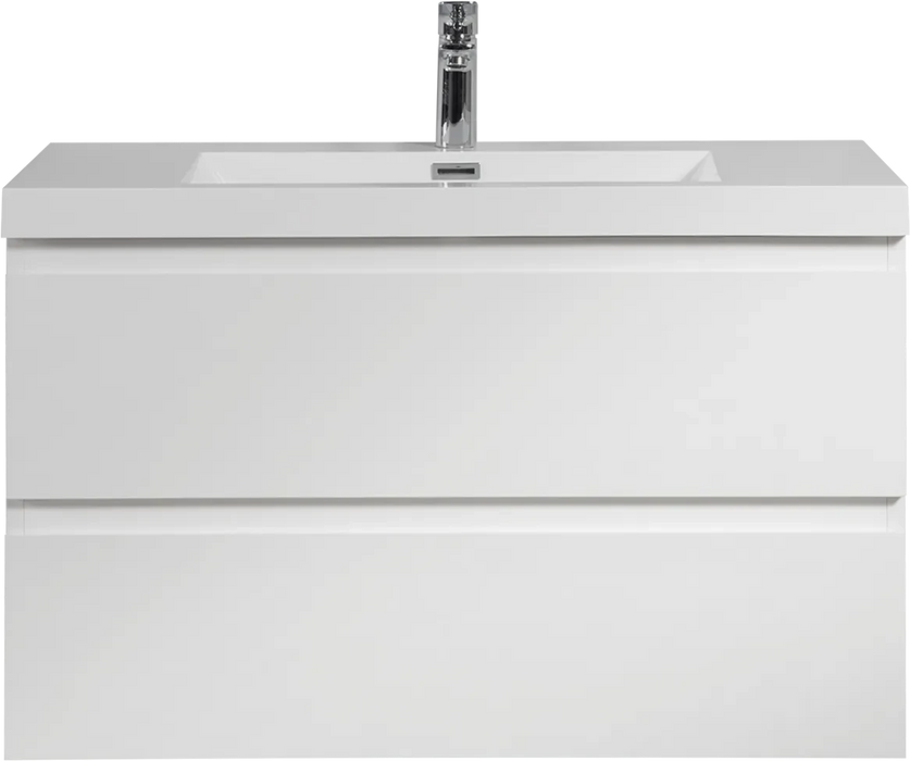 36' Floating Bathroom Vanity with Sink, Modern Wall-Mounted Bathroom Storage Vanity Cabinet with Resin Top Basin and Soft Close Drawers, Glossy White 24V11-36GW Default -DTYStore