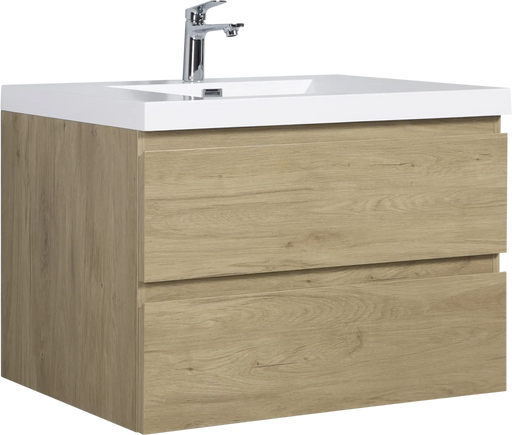 36' Floating Bathroom Vanity with Sink, Modern Wall-Mounted Bathroom Storage Vanity Cabinet with Resin Top Basin and Soft Close Drawers, Natural Oak 24V11-36NO Default -DTYStore