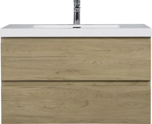 36' Floating Bathroom Vanity with Sink, Modern Wall-Mounted Bathroom Storage Vanity Cabinet with Resin Top Basin and Soft Close Drawers, Natural Oak 24V11-36NO Default -DTYStore