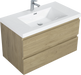 36' Floating Bathroom Vanity with Sink, Modern Wall-Mounted Bathroom Storage Vanity Cabinet with Resin Top Basin and Soft Close Drawers, Natural Oak 24V11-36NO Default -DTYStore