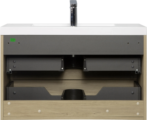 36' Floating Bathroom Vanity with Sink, Modern Wall-Mounted Bathroom Storage Vanity Cabinet with Resin Top Basin and Soft Close Drawers, Natural Oak 24V11-36NO Default -DTYStore