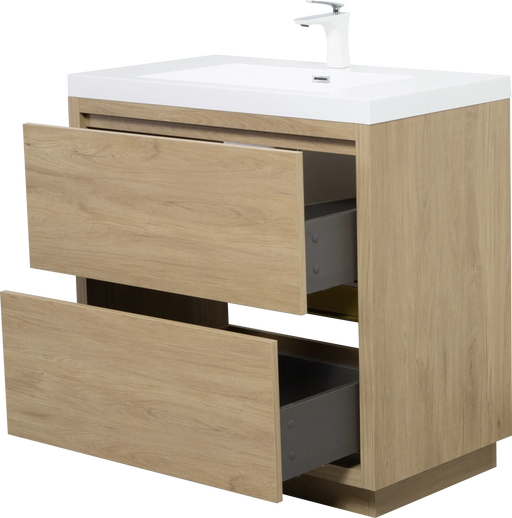 36' Freestanding Bathroom Vanity with Sink, Bathroom Storage Vanity Cabinet with Stone Resin Countertop and Soft Close Drawers, Natural Oak 24V14-36NO Default -DTYStore
