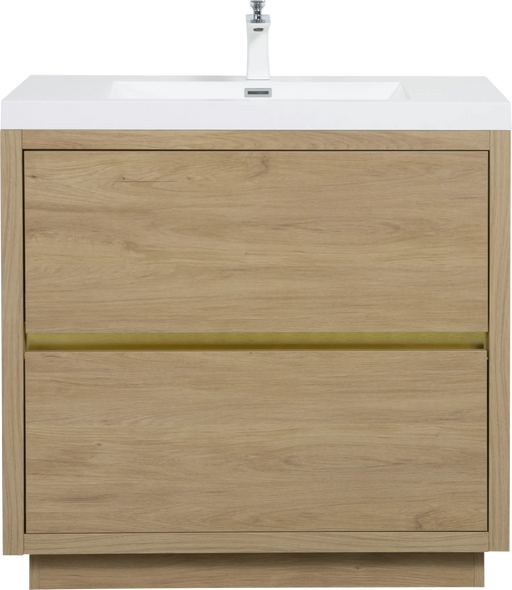 36' Freestanding Bathroom Vanity with Sink, Bathroom Storage Vanity Cabinet with Stone Resin Countertop and Soft Close Drawers, Natural Oak 24V14-36NO Default -DTYStore