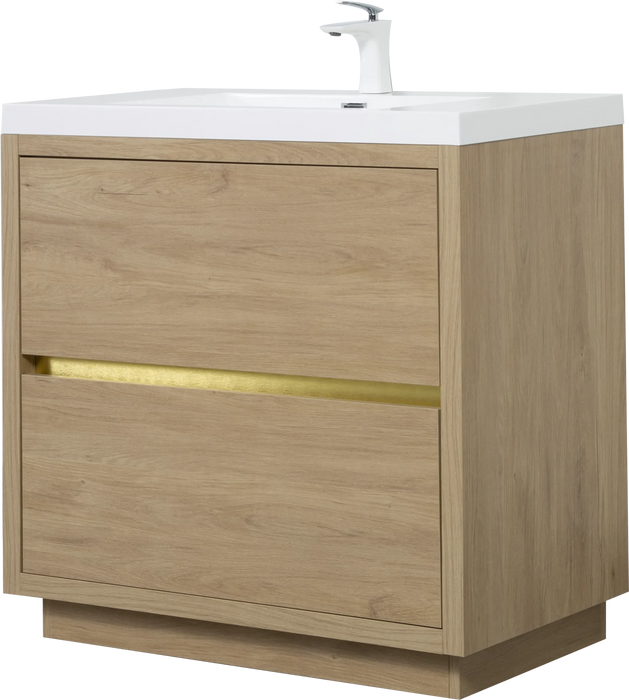 36' Freestanding Bathroom Vanity with Sink, Bathroom Storage Vanity Cabinet with Stone Resin Countertop and Soft Close Drawers, Natural Oak 24V14-36NO Default -DTYStore