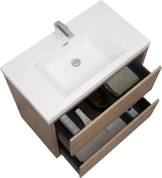 36' Freestanding Bathroom Vanity with Sink, Bathroom Storage Vanity Cabinet with Stone Resin Countertop and Soft Close Drawers, Natural Oak 24V14-36NO Default -DTYStore