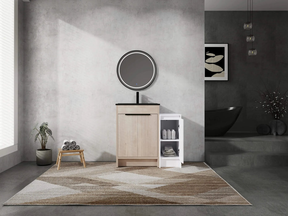 36 Inch Freestanding Bathroom Vanity with Black Ceramic Sink and Storage Cabinets, Soft Closing Door, 02424+0312 Combination Cabinet, KD-Package Default -DTYStore