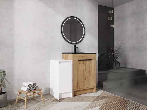 36 Inch Freestanding Bathroom Vanity with Black Ceramic Sink and Storage Cabinets, Soft Closing Door, 02424IMO+0312 Combination Cabinet, KD-Package Default -DTYStore