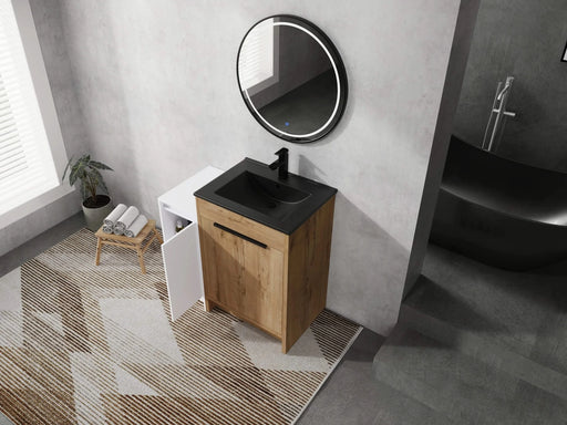 36 Inch Freestanding Bathroom Vanity with Black Ceramic Sink and Storage Cabinets, Soft Closing Door, 02424IMO+0312 Combination Cabinet, KD-Package Default -DTYStore