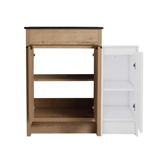 36 Inch Freestanding Bathroom Vanity with Black Ceramic Sink and Storage Cabinets, Soft Closing Door, 02424IMO+0312 Combination Cabinet, KD-Package Default -DTYStore