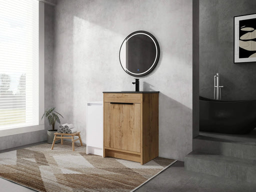 36 Inch Freestanding Bathroom Vanity with Black Ceramic Sink and Storage Cabinets, Soft Closing Door, 02424IMO+0312 Combination Cabinet, KD-Package Default -DTYStore