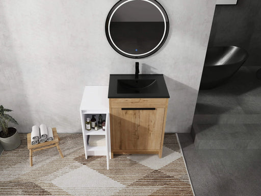 36 Inch Freestanding Bathroom Vanity with Black Ceramic Sink and Storage Cabinets, Soft Closing Door, 02424IMO+0312 Combination Cabinet, KD-Package Default -DTYStore