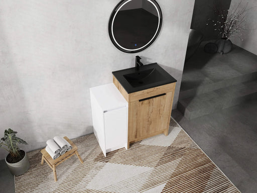 36 Inch Freestanding Bathroom Vanity with Black Ceramic Sink and Storage Cabinets, Soft Closing Door, 02424IMO+0312 Combination Cabinet, KD-Package Default -DTYStore