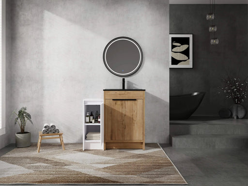 36 Inch Freestanding Bathroom Vanity with Black Ceramic Sink and Storage Cabinets, Soft Closing Door, 02424IMO+0312 Combination Cabinet, KD-Package Default -DTYStore