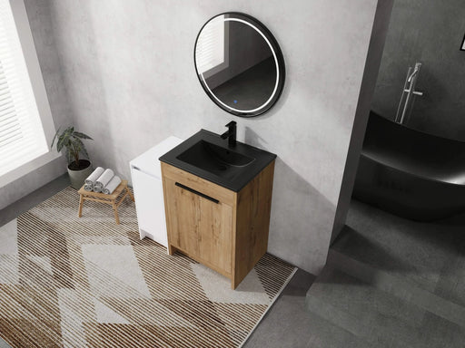 36 Inch Freestanding Bathroom Vanity with Black Ceramic Sink and Storage Cabinets, Soft Closing Door, 02424IMO+0312 Combination Cabinet, KD-Package Default -DTYStore