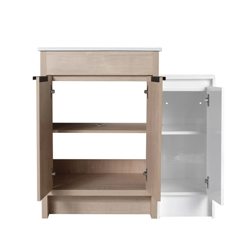 36 Inch Freestanding Bathroom Vanity with Ceramic Sink and Storage Cabinets, Soft Closing Door, 02424+0312 Combination Cabinet, KD-Package Default -DTYStore