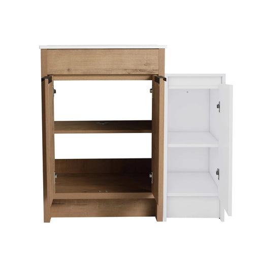 36 Inch Freestanding Bathroom Vanity with Ceramic Sink and Storage Cabinets, Soft Closing Door, 02424IMO+0312 Combination Cabinet, KD-Package Default -DTYStore