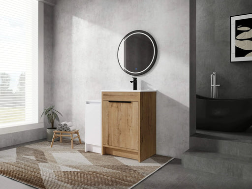 36 Inch Freestanding Bathroom Vanity with Ceramic Sink and Storage Cabinets, Soft Closing Door, 02424IMO+0312 Combination Cabinet, KD-Package Default -DTYStore