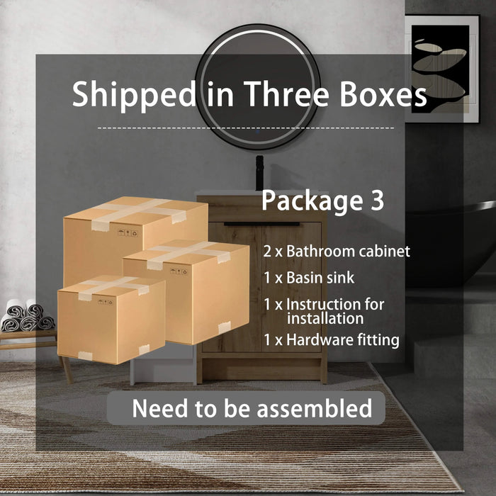 36 Inch Freestanding Bathroom Vanity with Ceramic Sink and Storage Cabinets, Soft Closing Door, 02424IMO+0312 Combination Cabinet, KD-Package Default -DTYStore