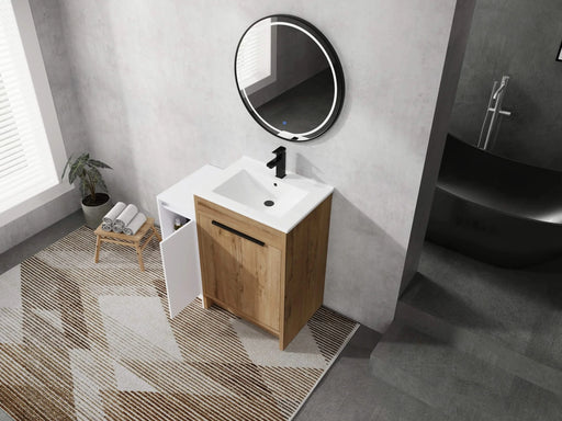 36 Inch Freestanding Bathroom Vanity with Ceramic Sink and Storage Cabinets, Soft Closing Door, 02424IMO+0312 Combination Cabinet, KD-Package Default -DTYStore