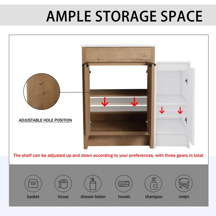36 Inch Freestanding Bathroom Vanity with Ceramic Sink and Storage Cabinets, Soft Closing Door, 02424IMO+0312 Combination Cabinet, KD-Package Default -DTYStore