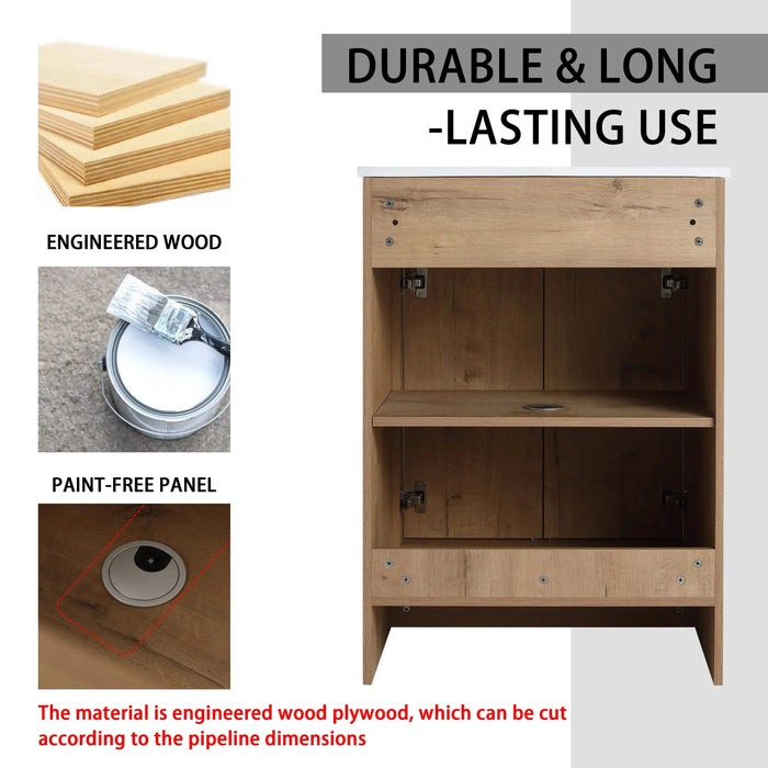 36 Inch Freestanding Bathroom Vanity with Ceramic Sink and Storage Cabinets, Soft Closing Door, 02424IMO+0312 Combination Cabinet, KD-Package Default -DTYStore