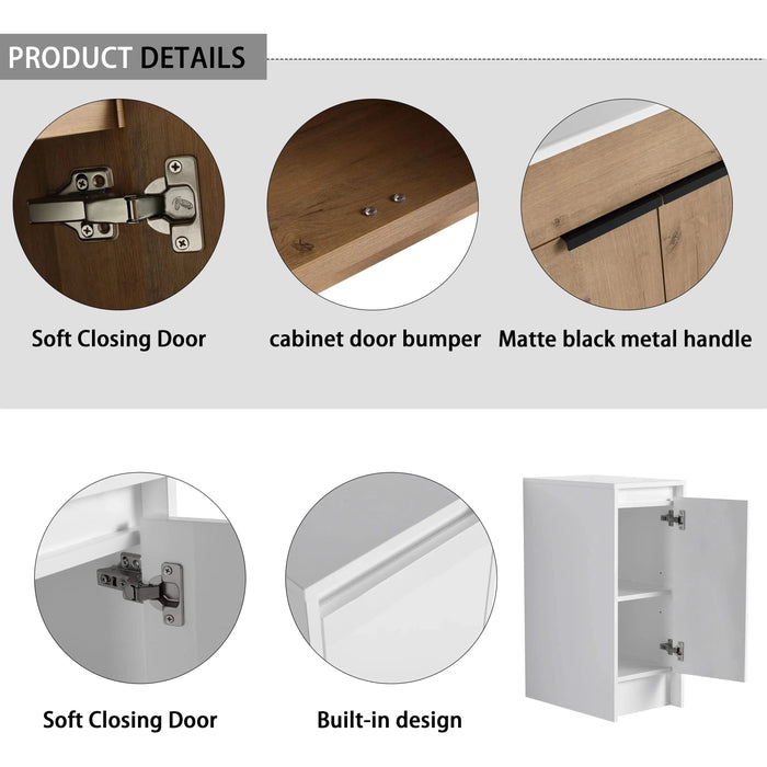 36 Inch Freestanding Bathroom Vanity with Ceramic Sink and Storage Cabinets, Soft Closing Door, 02424IMO+0312 Combination Cabinet, KD-Package Default -DTYStore