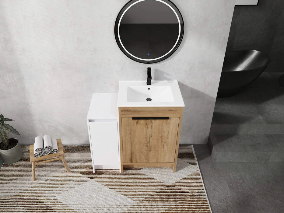 36 Inch Freestanding Bathroom Vanity with Ceramic Sink and Storage Cabinets, Soft Closing Door, 02424IMO+0312 Combination Cabinet, KD-Package Default -DTYStore