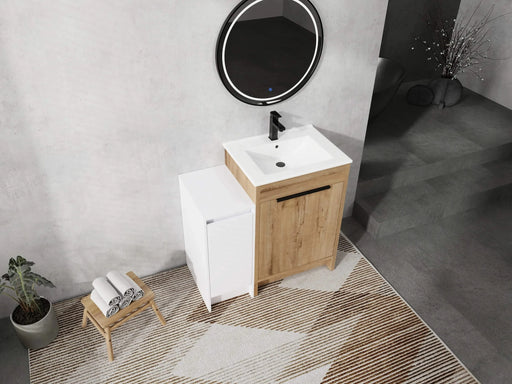 36 Inch Freestanding Bathroom Vanity with Ceramic Sink and Storage Cabinets, Soft Closing Door, 02424IMO+0312 Combination Cabinet, KD-Package Default -DTYStore